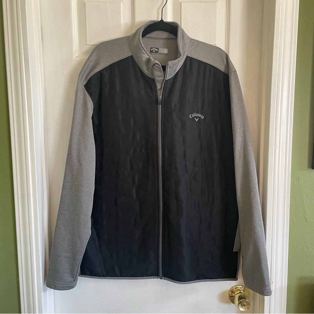 Callaway Golf Jacket XXL Black Gray Full Zip Lightweight  Men’s